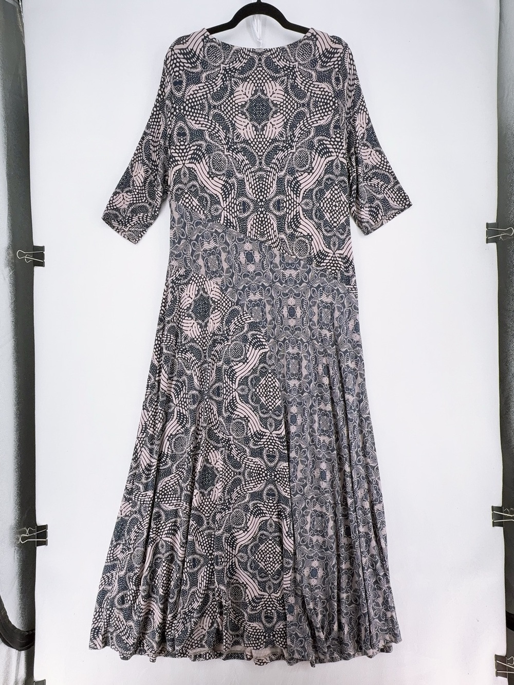 Soft Surroundings Juliette Jersey Dress XL Maxi Dark Navy Neutral Tile - Picture 3 of 9